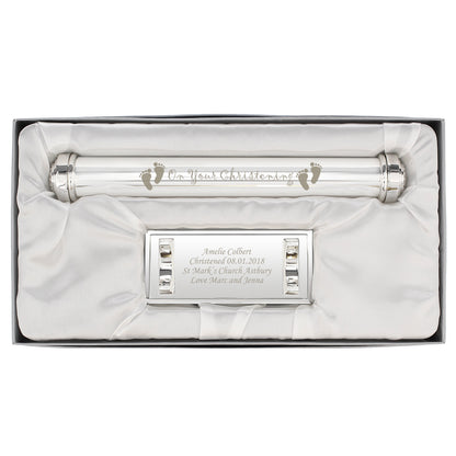 Personalised Christening Silver Plated Certificate Holder - image 2