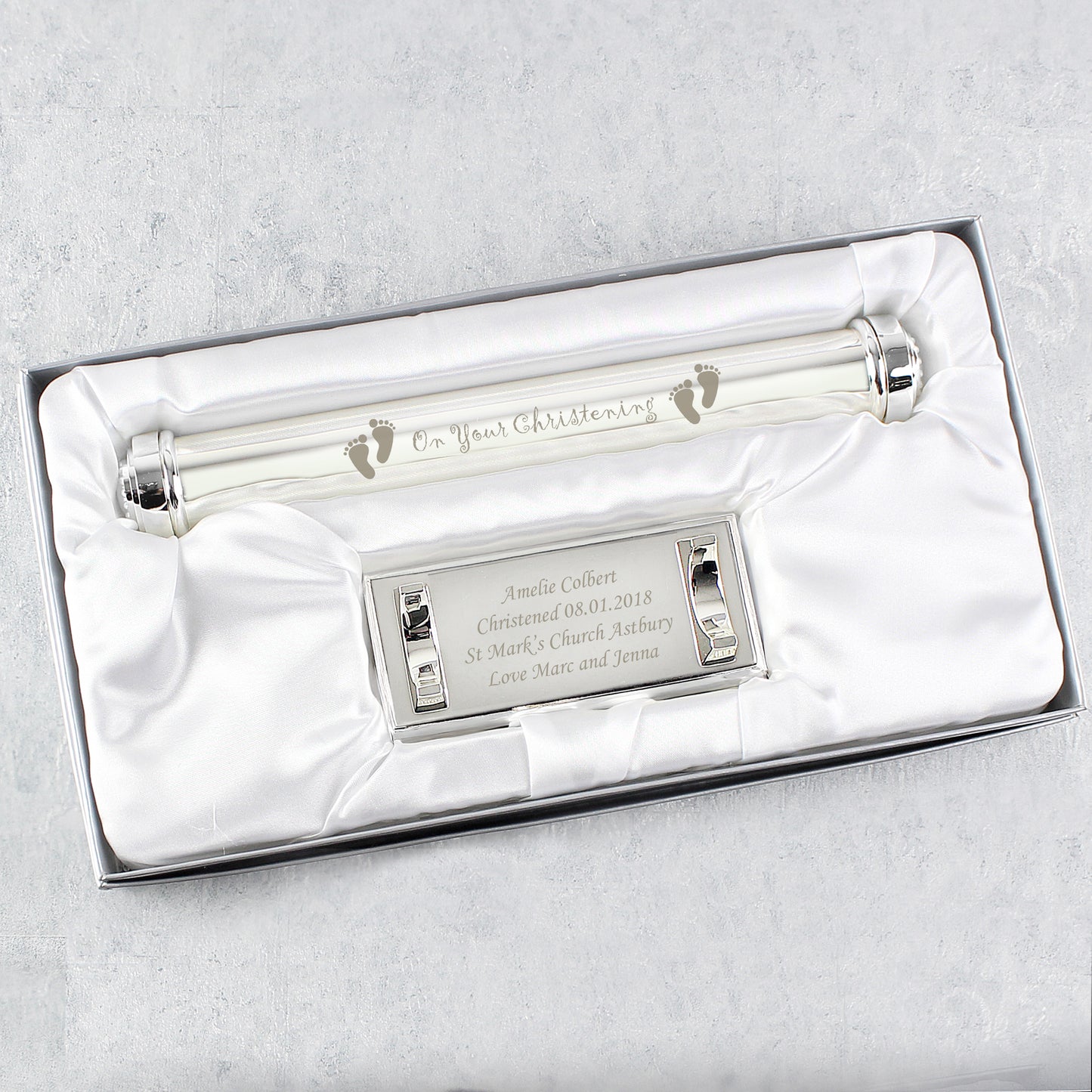 Personalised Christening Silver Plated Certificate Holder - image 4
