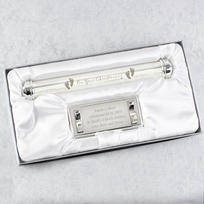 Personalised Christening Silver Plated Certificate Holder - image 4