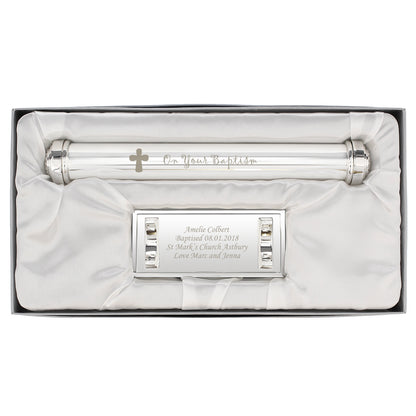 Personalised Baptism Silver Plated Certificate Holder - image 2