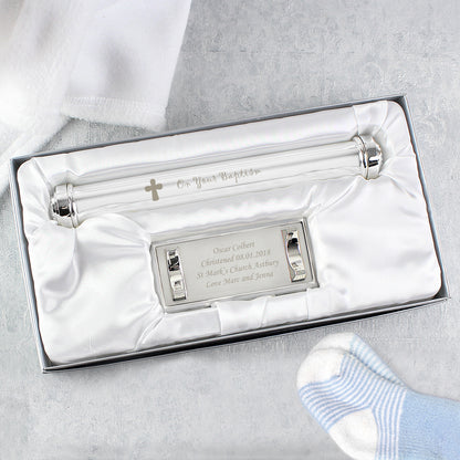 Personalised Baptism Silver Plated Certificate Holder - image 3