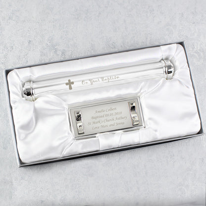 Personalised Baptism Silver Plated Certificate Holder - image 5