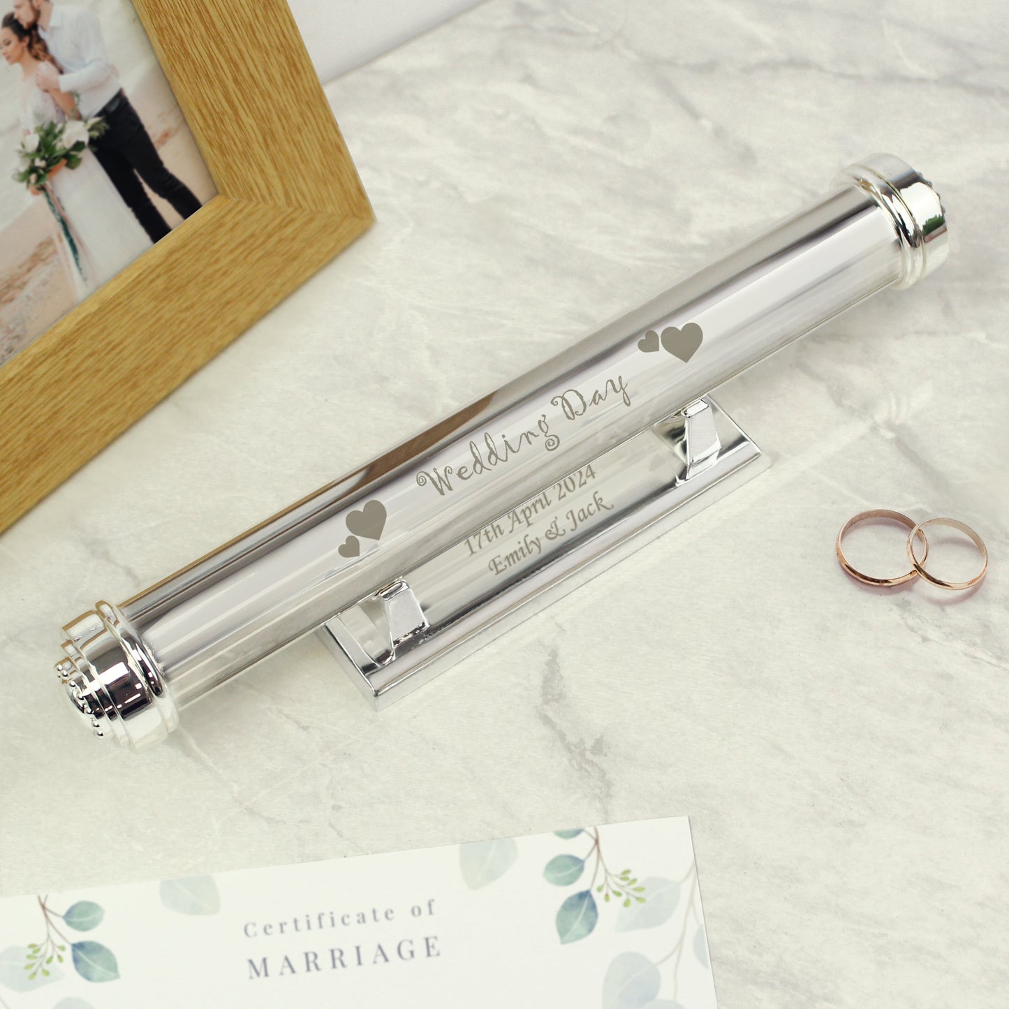 Personalised Wedding Day Silver Plated Certificate Holder - image 2