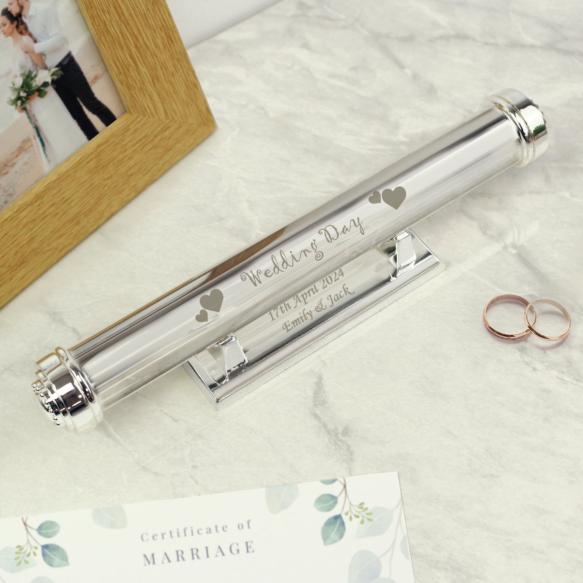 Personalised Wedding Day Silver Plated Certificate Holder - image 2