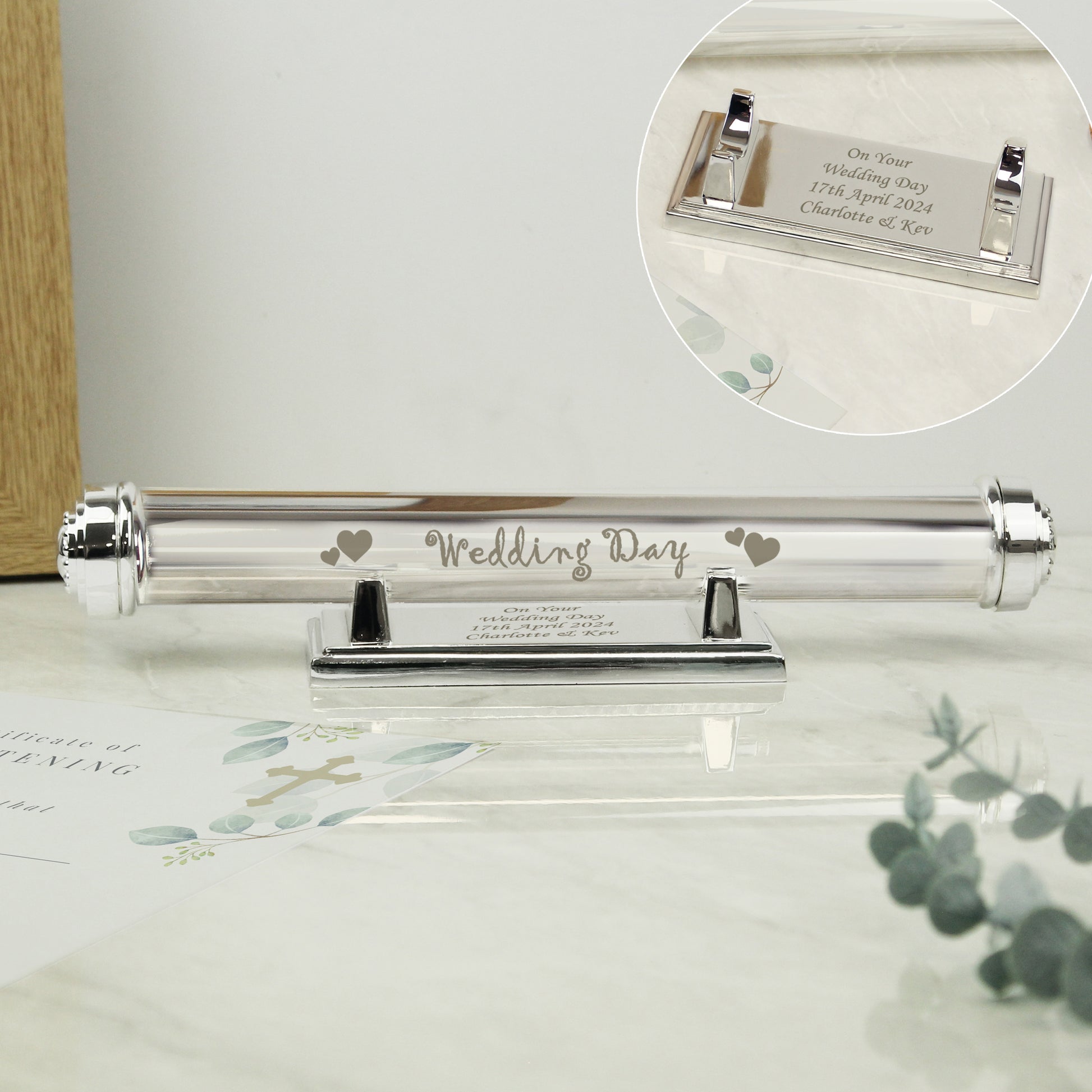 Personalised Wedding Day Silver Plated Certificate Holder - image 3