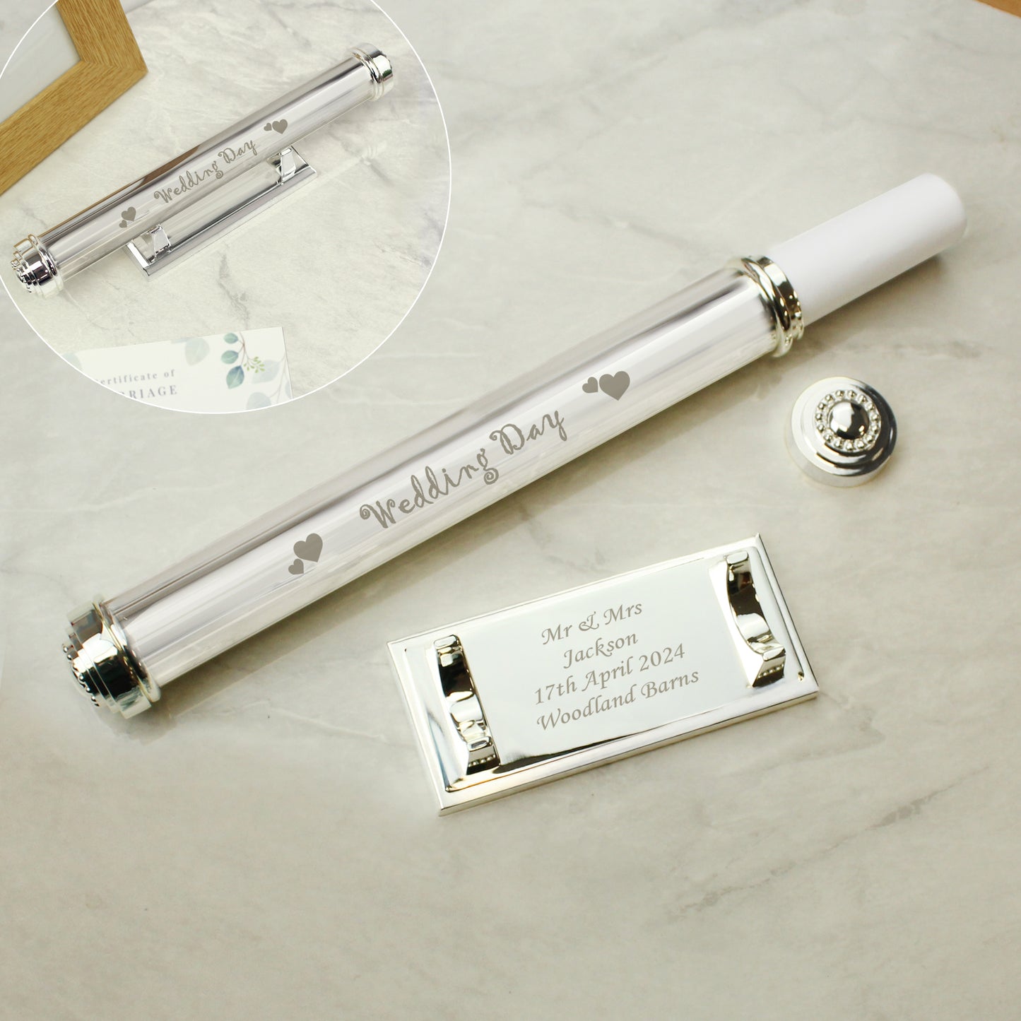 Personalised Wedding Day Silver Plated Certificate Holder - image 6