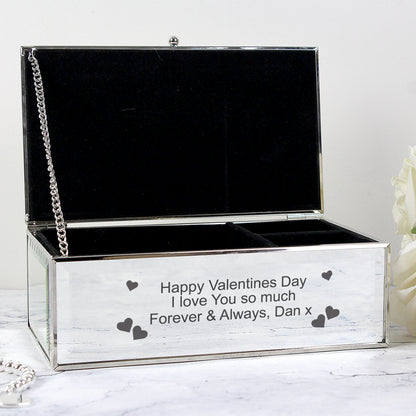 Personalised Hearts Mirrored Jewellery Box from Heartfelt Gifts