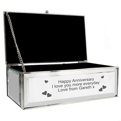 Personalised Heart Mirrored Jewellery Box - Hearts - image 2