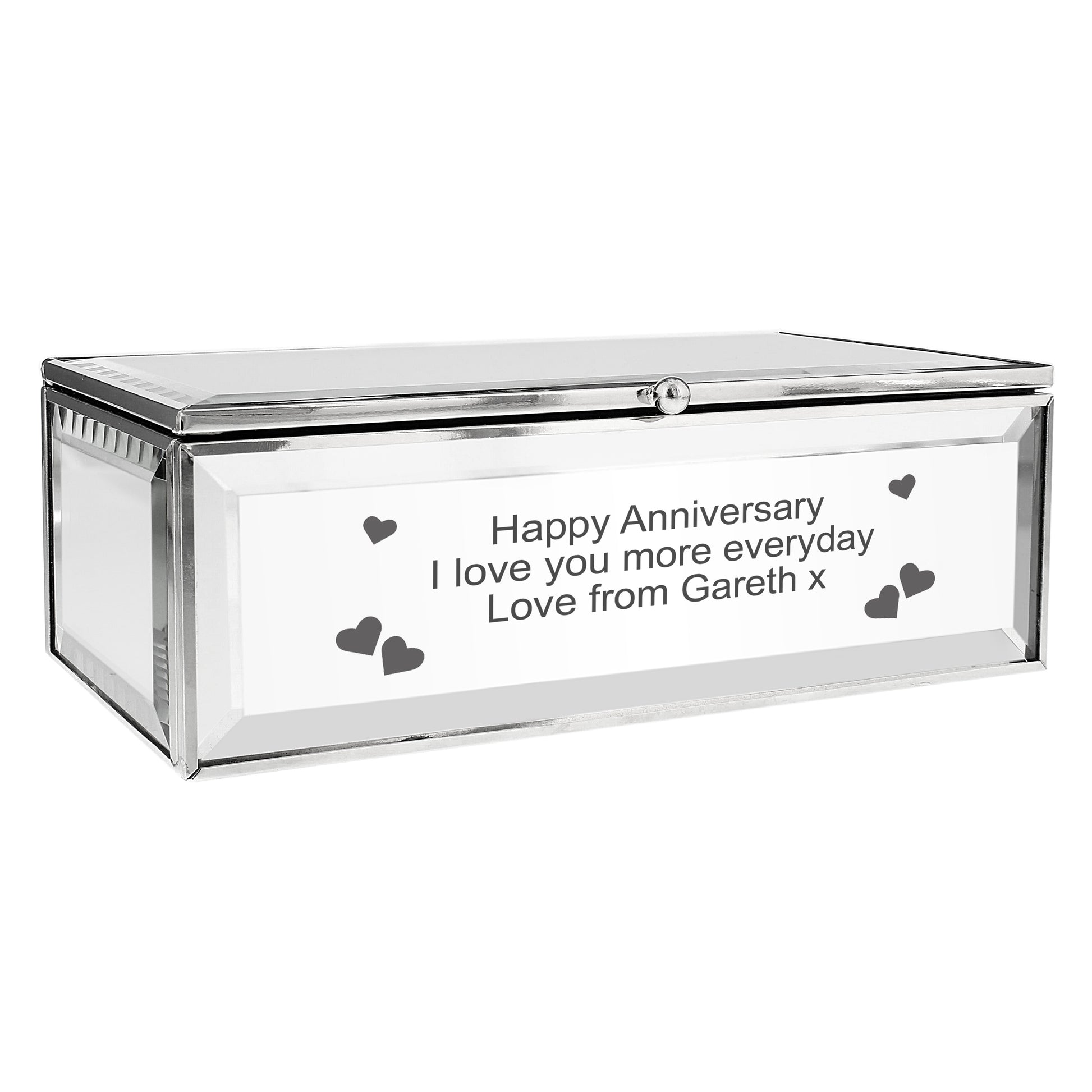 Personalised Heart Mirrored Jewellery Box - Hearts - image 8