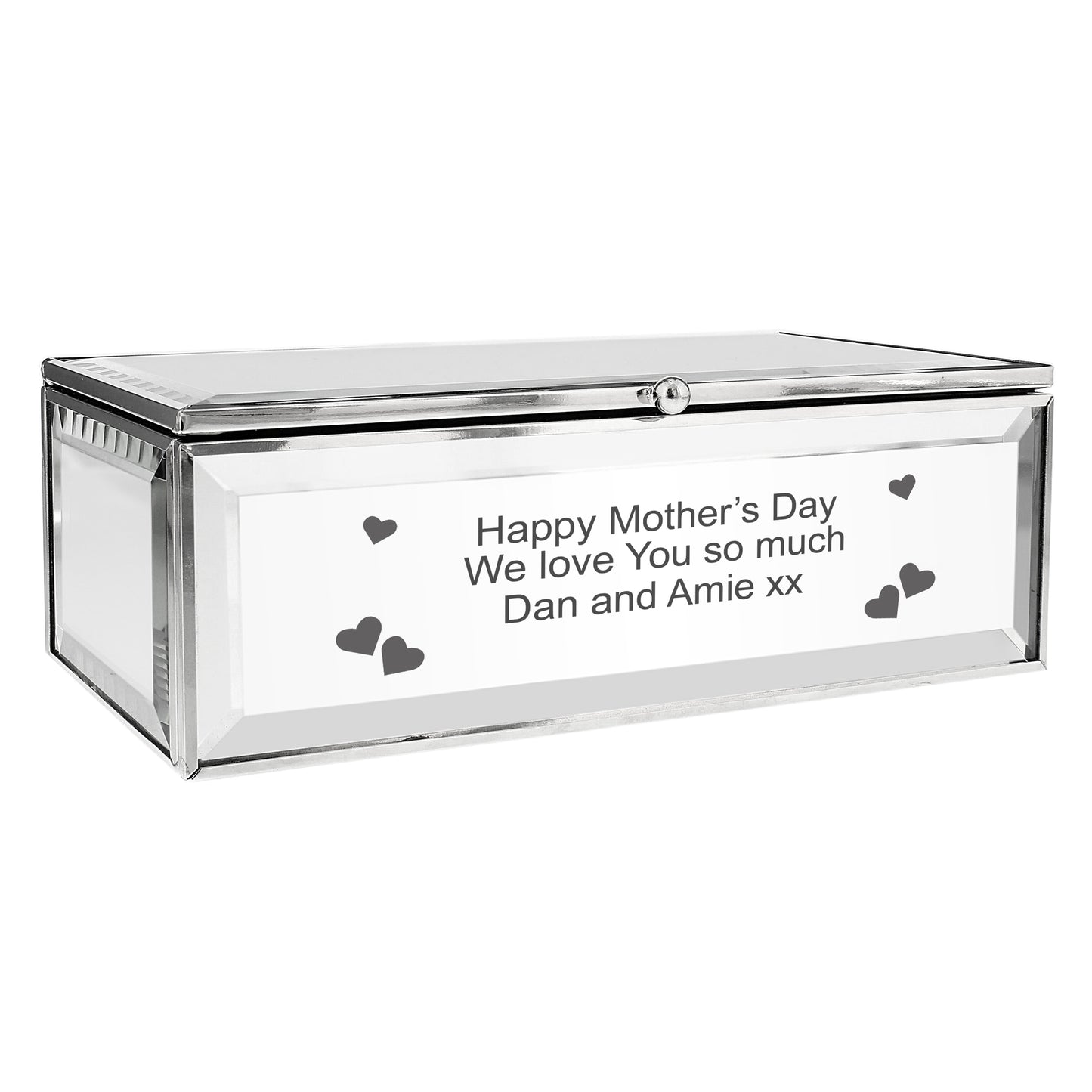Personalised Heart Mirrored Jewellery Box - Hearts - image 9