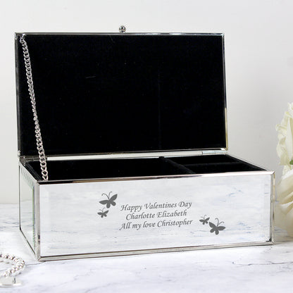 Personalised Butterflies Mirrored Jewellery Box from Heartfelt Gifts