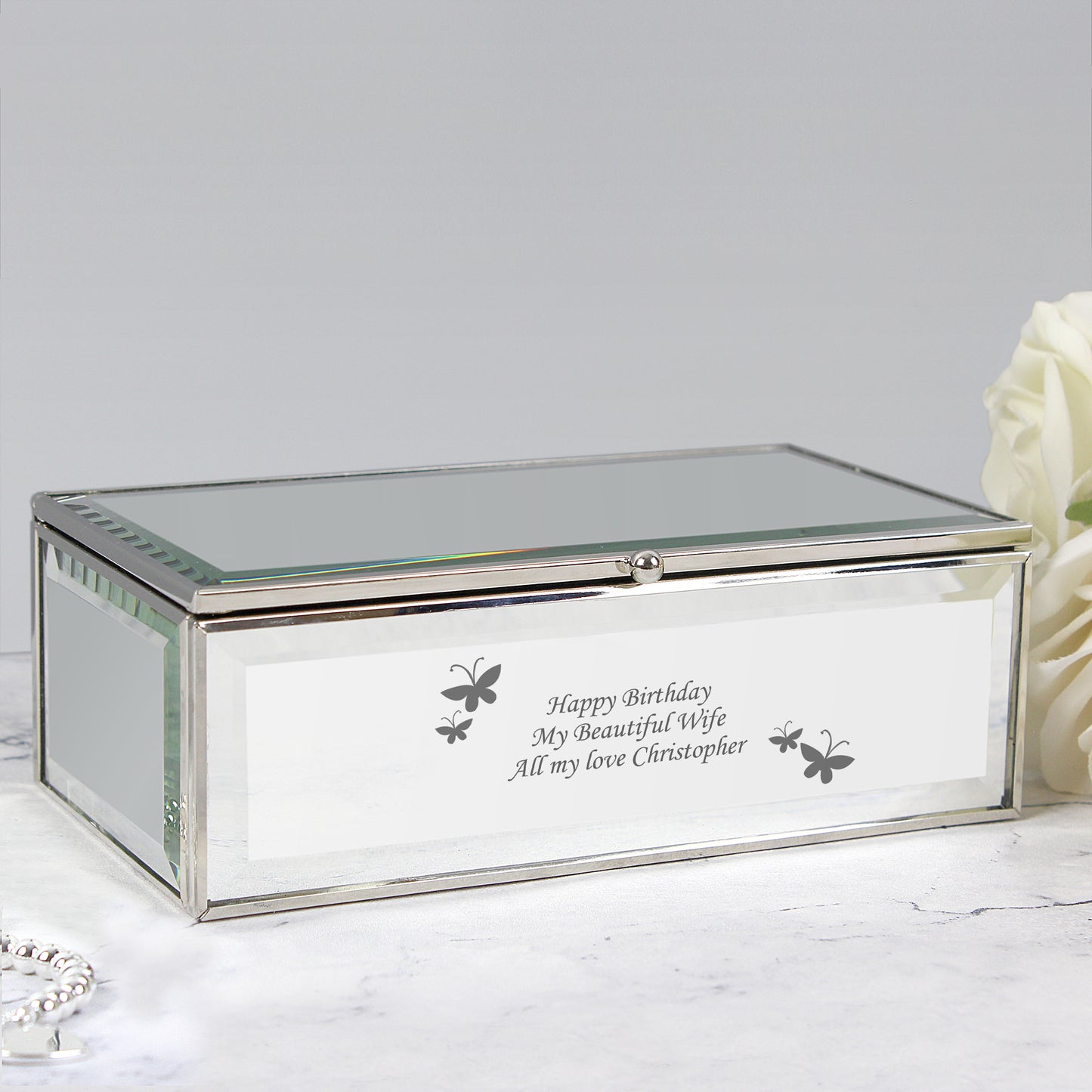 Personalised Butterfly Mirrored Jewellery Box - image 3