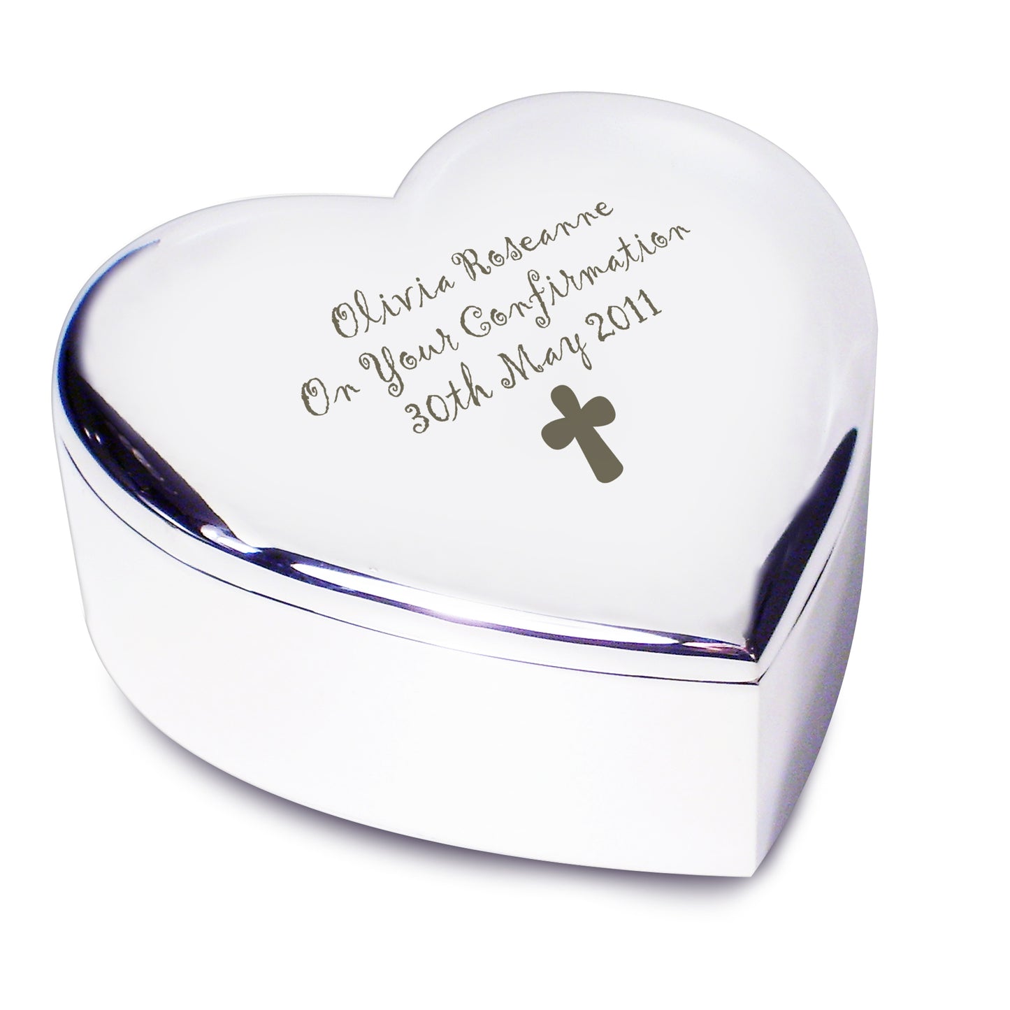 Personalised Cross Heart Trinket Box - image 3