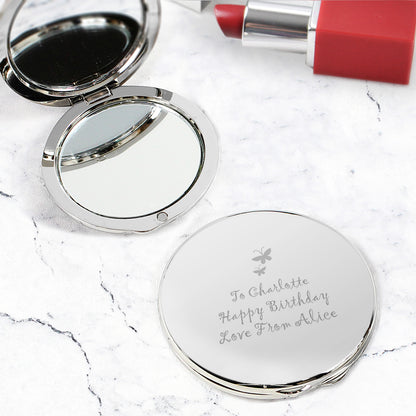 Personalised Butterfly Round Compact Mirror from Heartfelt Gifts