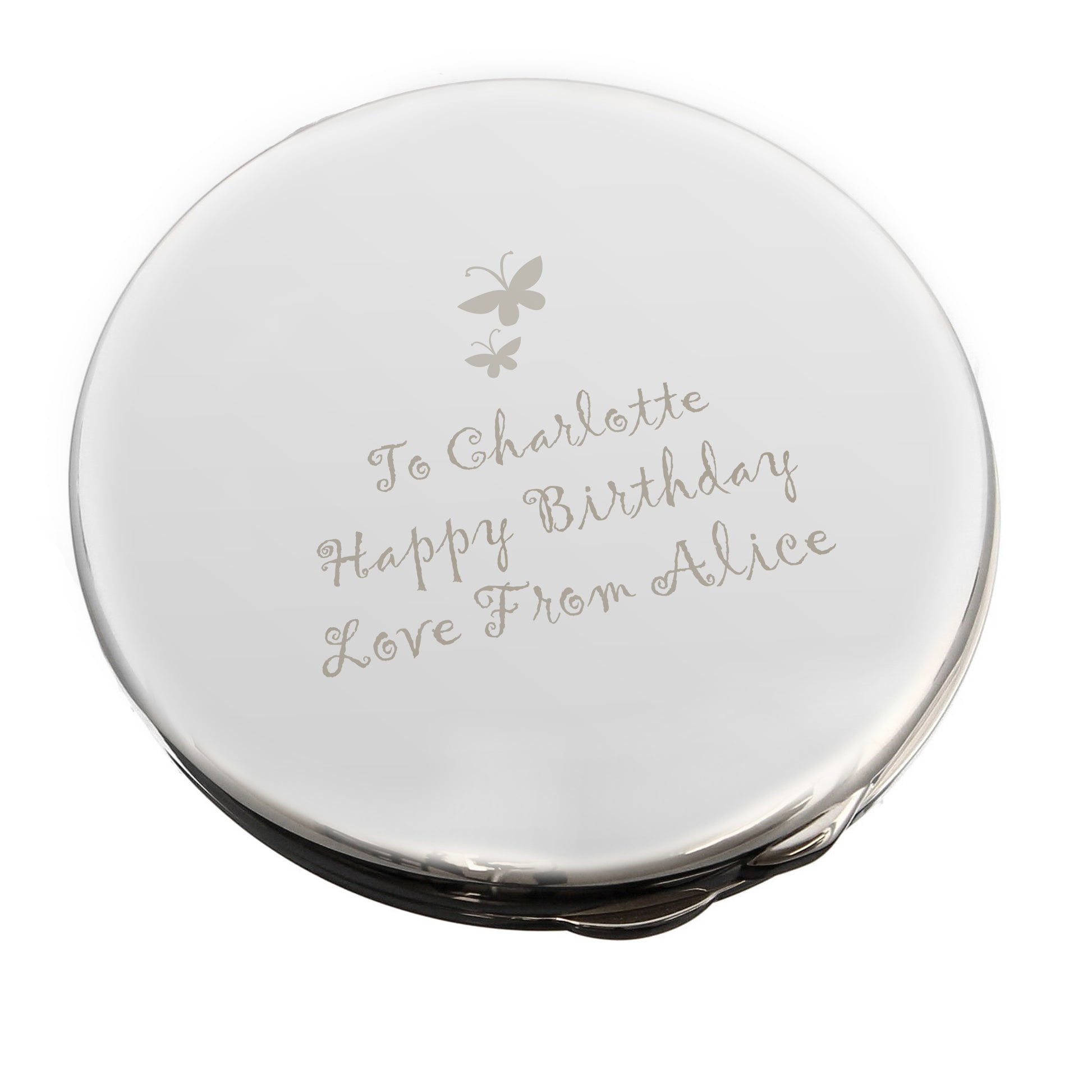 Personalised Butterfly Round Compact Mirror - image 2