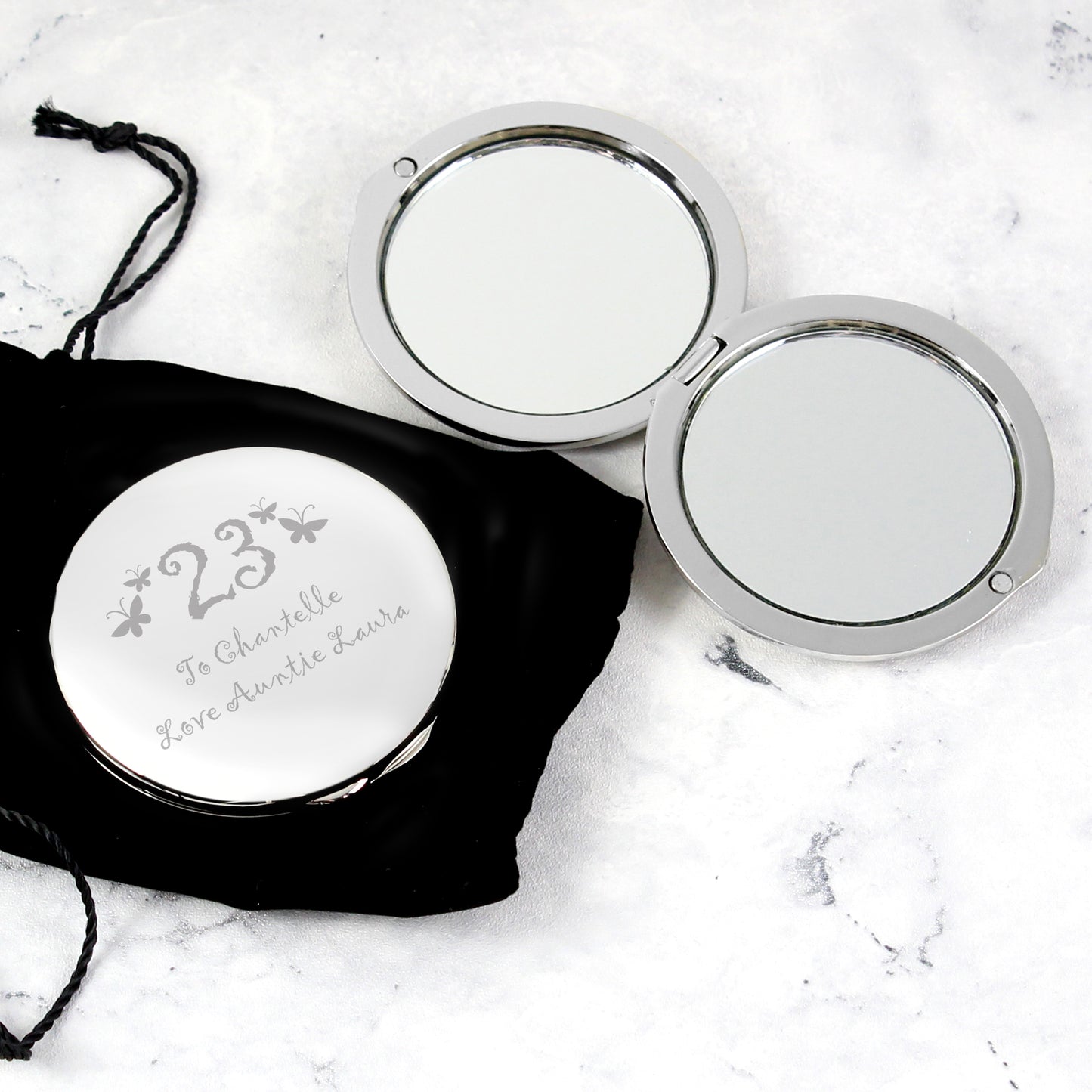 Personalised Butterfly Age Round Compact Mirror - image 3