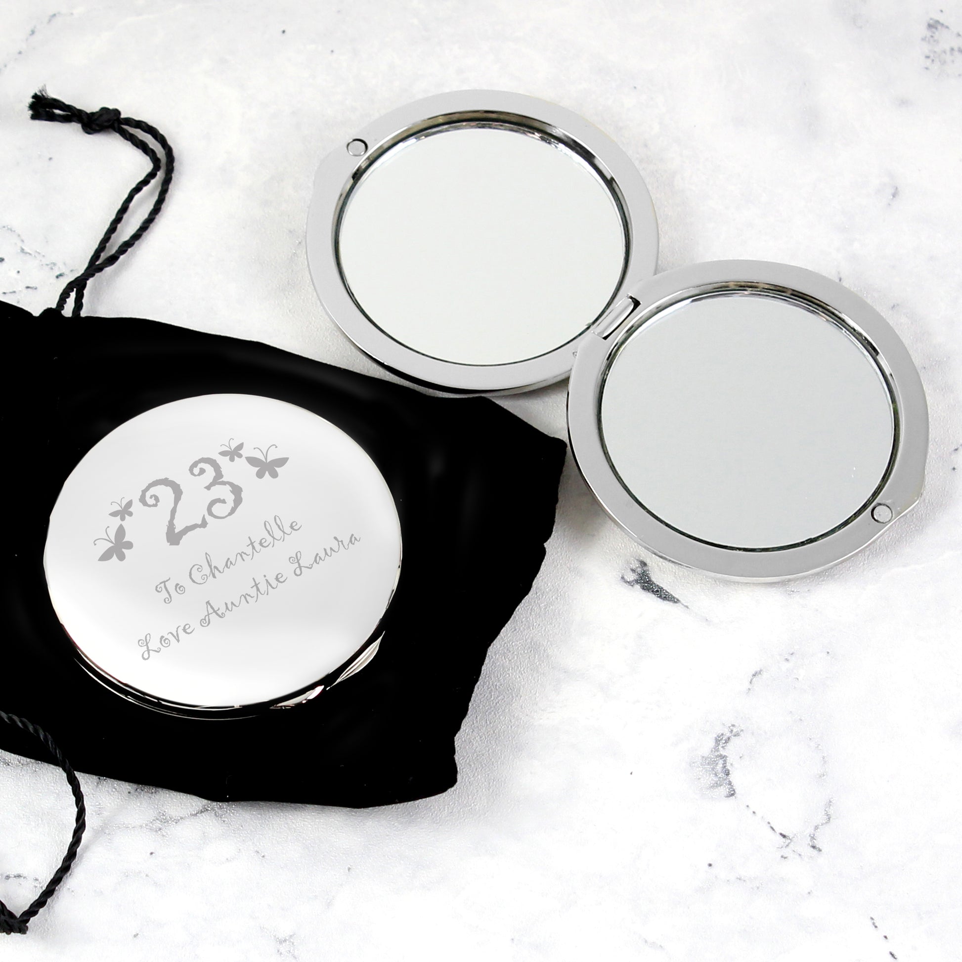 Personalised Butterfly Age Round Compact Mirror - image 3