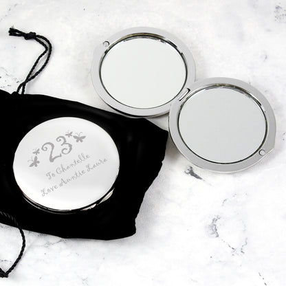 Personalised Butterfly Age Round Compact Mirror - image 3