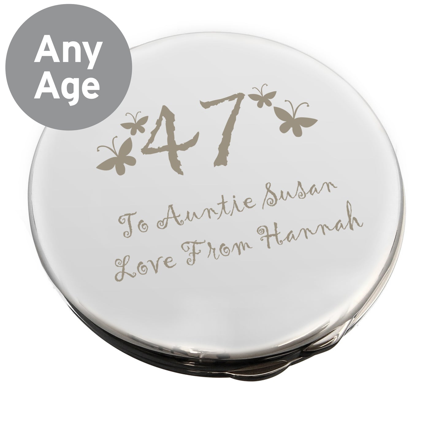 Personalised Butterfly Age Round Compact Mirror - image 4