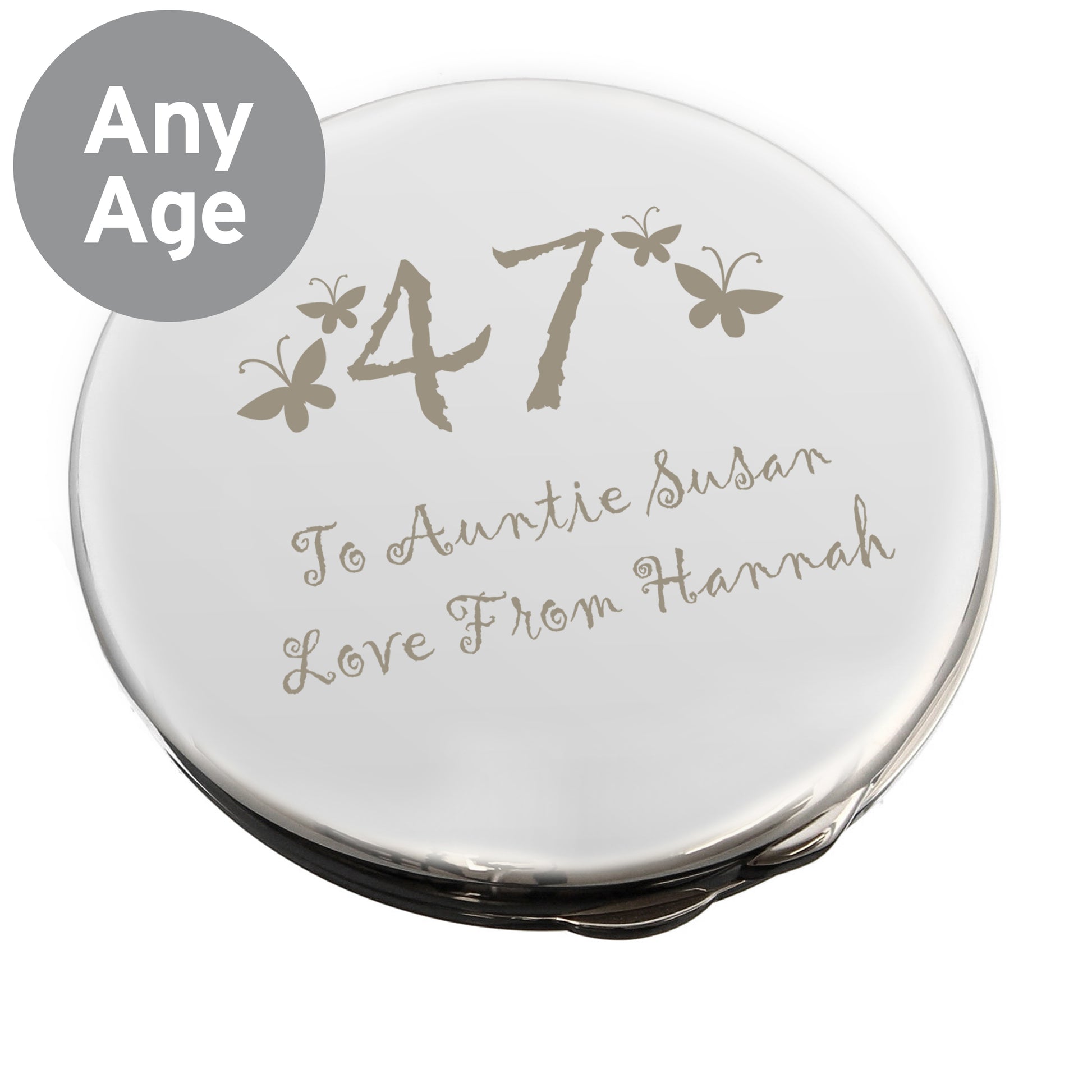 Personalised Butterfly Age Round Compact Mirror - image 4