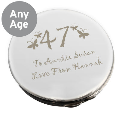 Personalised Butterfly Age Round Compact Mirror - image 4