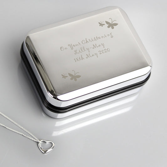 Personalised Butterfly Sterling Silver Heart Necklace and Box from Heartfelt Gifts