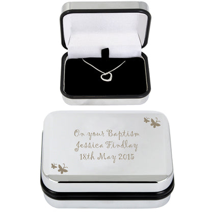 Personalised Butterfly Sterling Silver Heart Necklace and Box - image 3