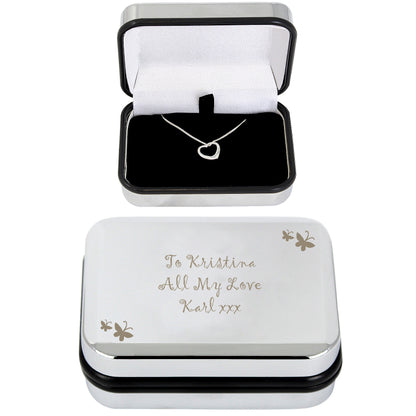 Personalised Butterfly Sterling Silver Heart Necklace and Box - image 4