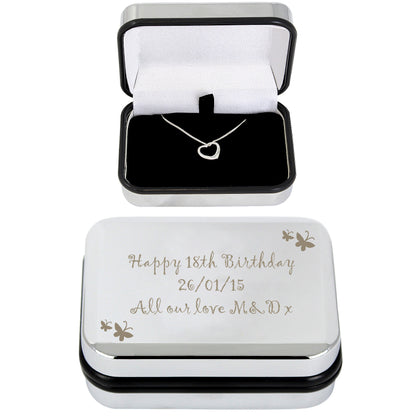 Personalised Butterfly Sterling Silver Heart Necklace and Box - image 5
