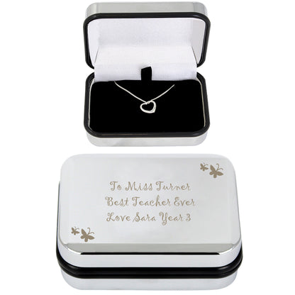 Personalised Butterfly Sterling Silver Heart Necklace and Box - image 6
