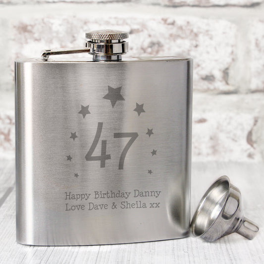 Personalised Stars Age Hip Flask from Heartfelt Gifts
