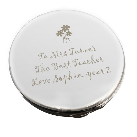 Personalised Flower Teachers Round Compact Mirror - image 2