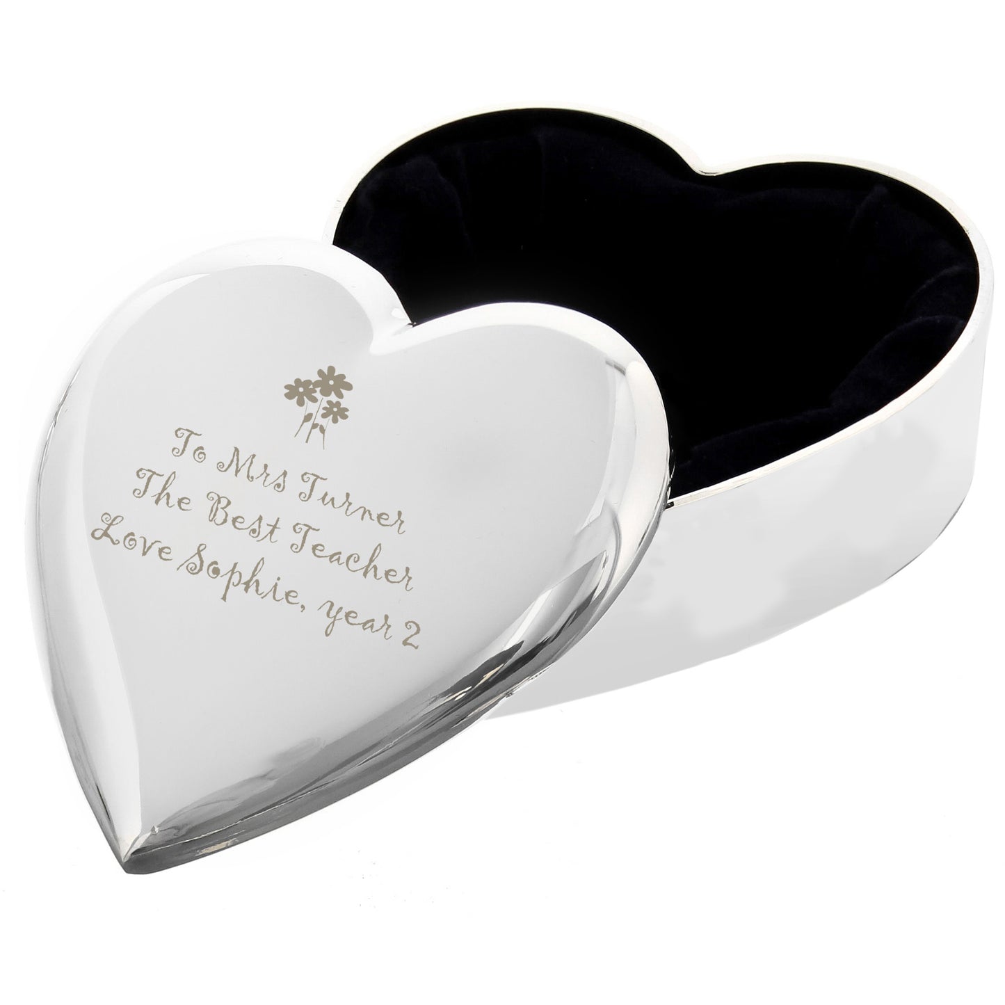 Personalised Teacher Heart Flowers Trinket Box - image 2