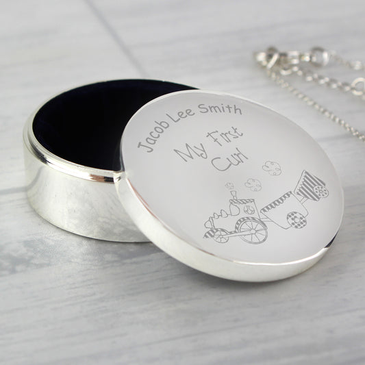 Personalised Train My First Curl Trinket Box from Heartfelt Gifts