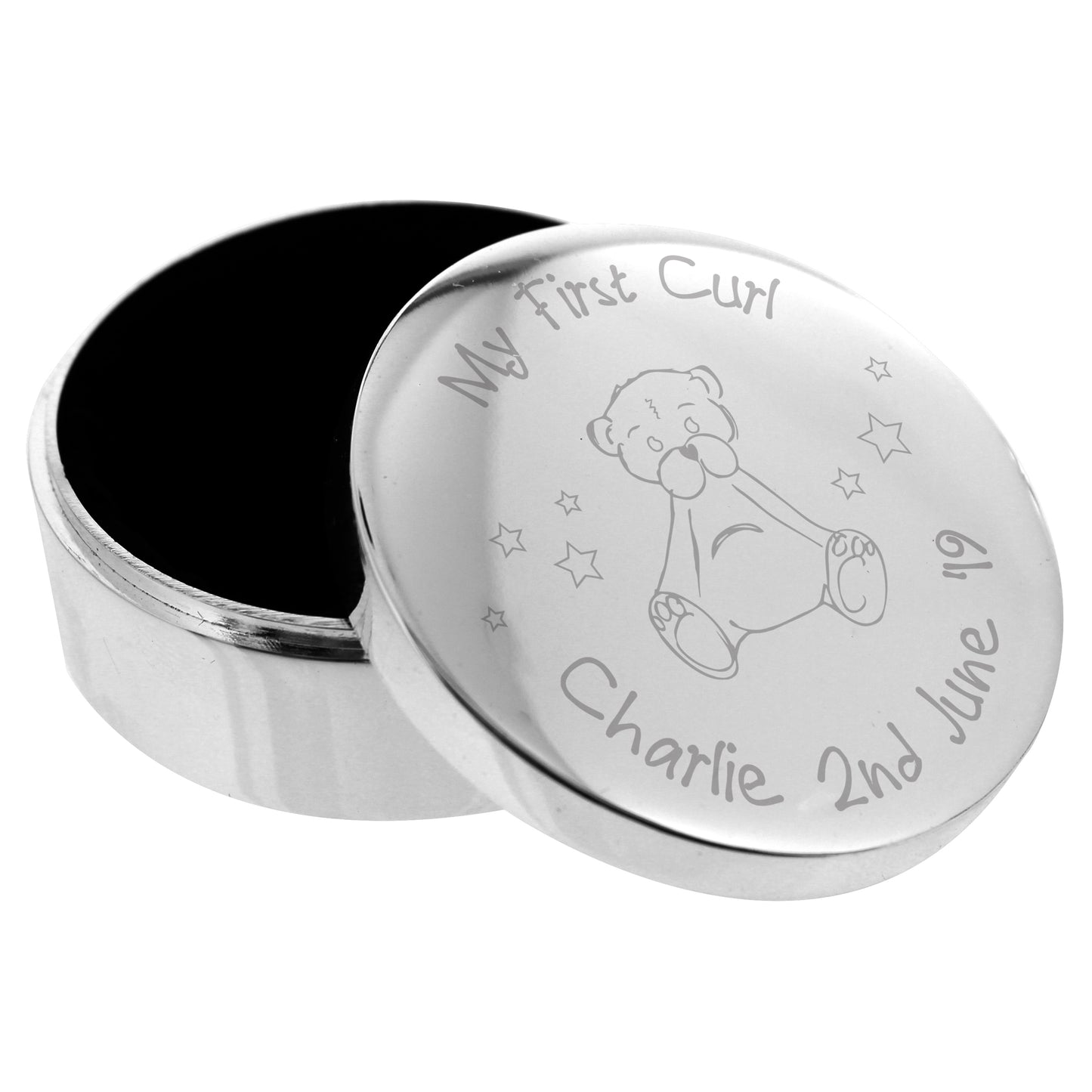 Personalised Teddy My First Curl Trinket Box - image 2