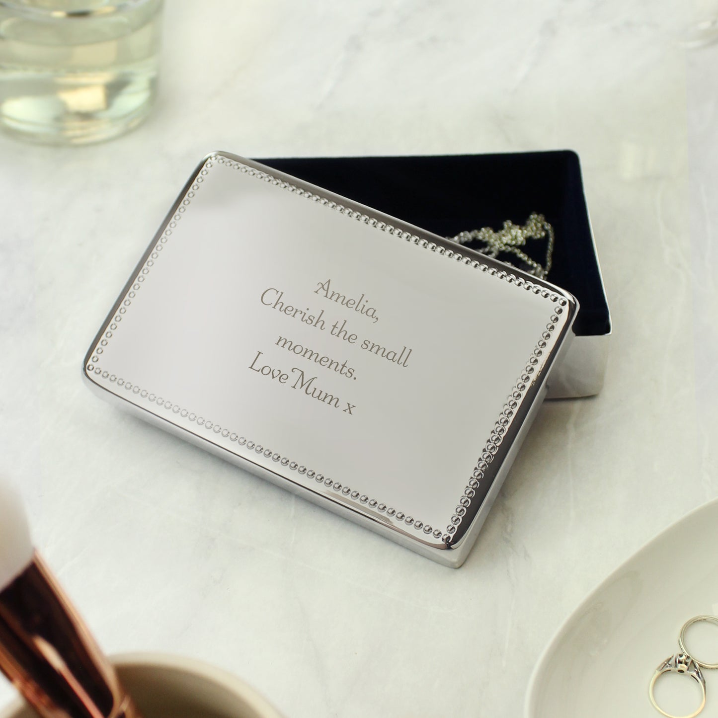 Personalised Any Message Rectangular Jewellery Box - image 3
