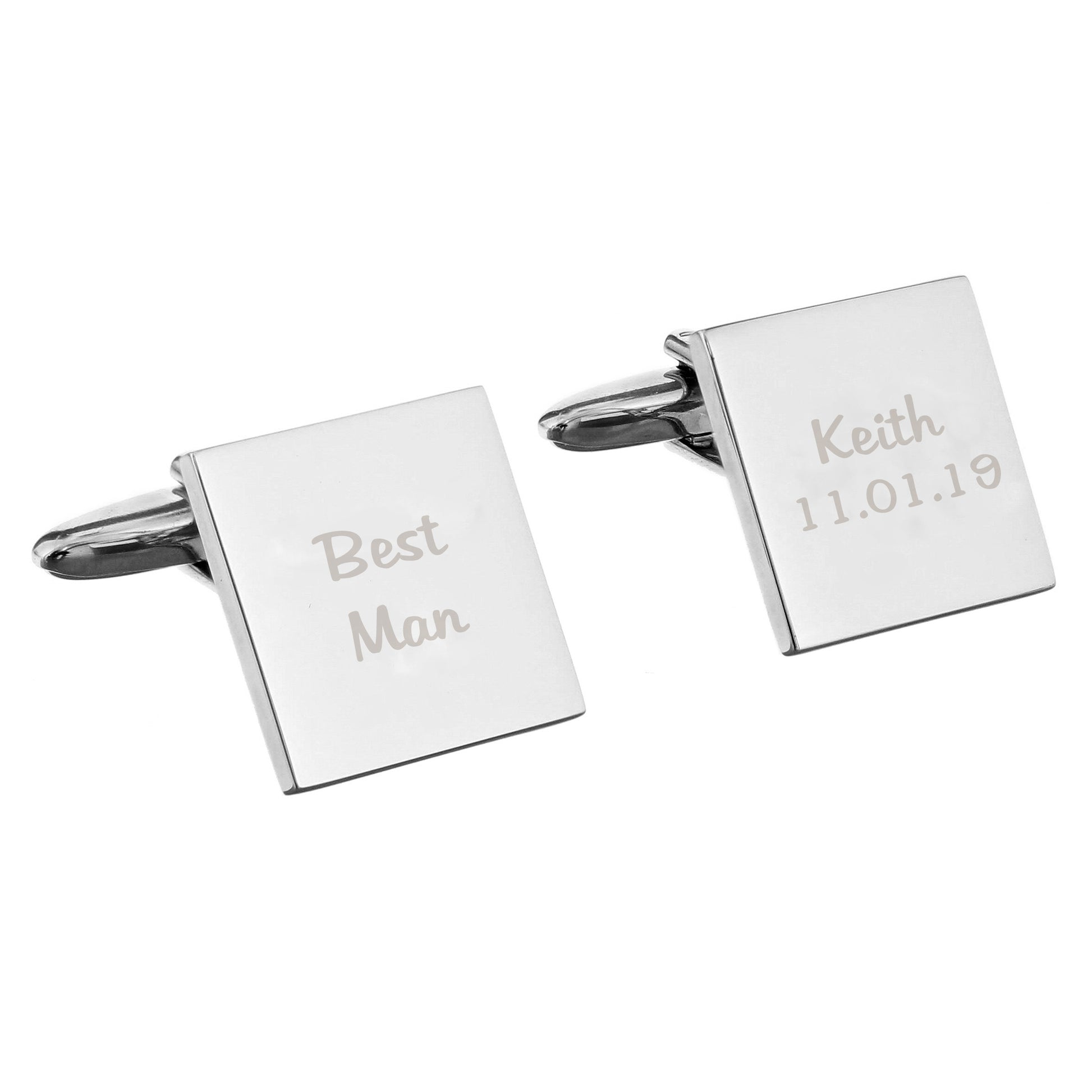 Personalised Wedding Role Square Cufflinks - 2 line - image 2