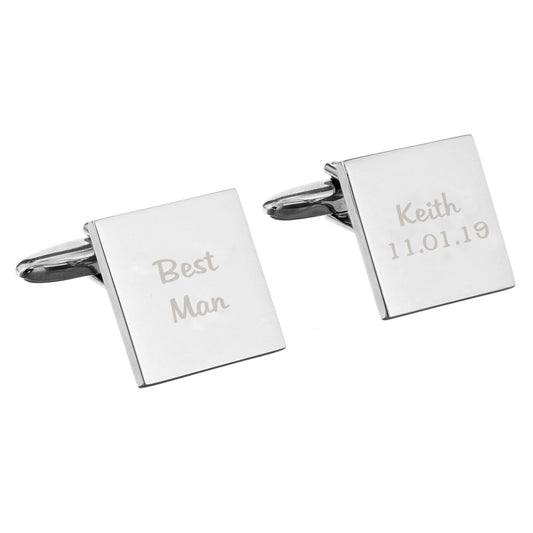 Personalised Wedding Role Square Cufflinks - 2 line - image 2