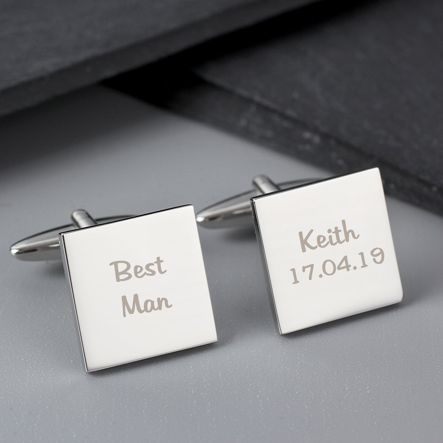 Personalised Wedding Role Square Cufflinks - 2 line - image 3