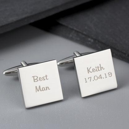 Personalised Wedding Role Square Cufflinks - 2 line - image 3