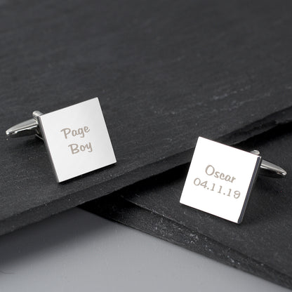Personalised Wedding Role Square Cufflinks - 2 line - image 4