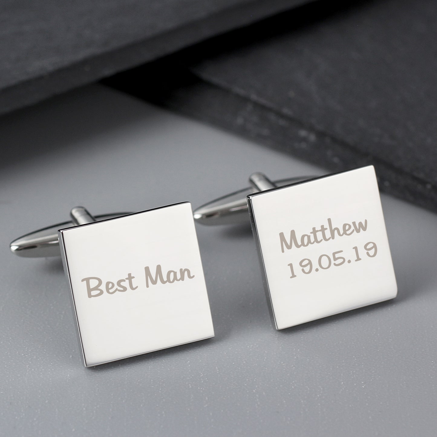 Personalised Wedding Role Square Cufflinks -1 line from Heartfelt Gifts