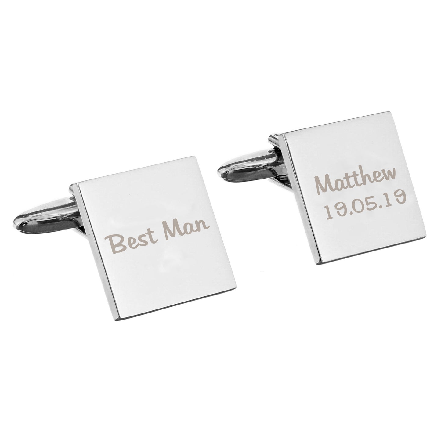 Personalised Wedding Role Square Cufflinks -1 line - image 2