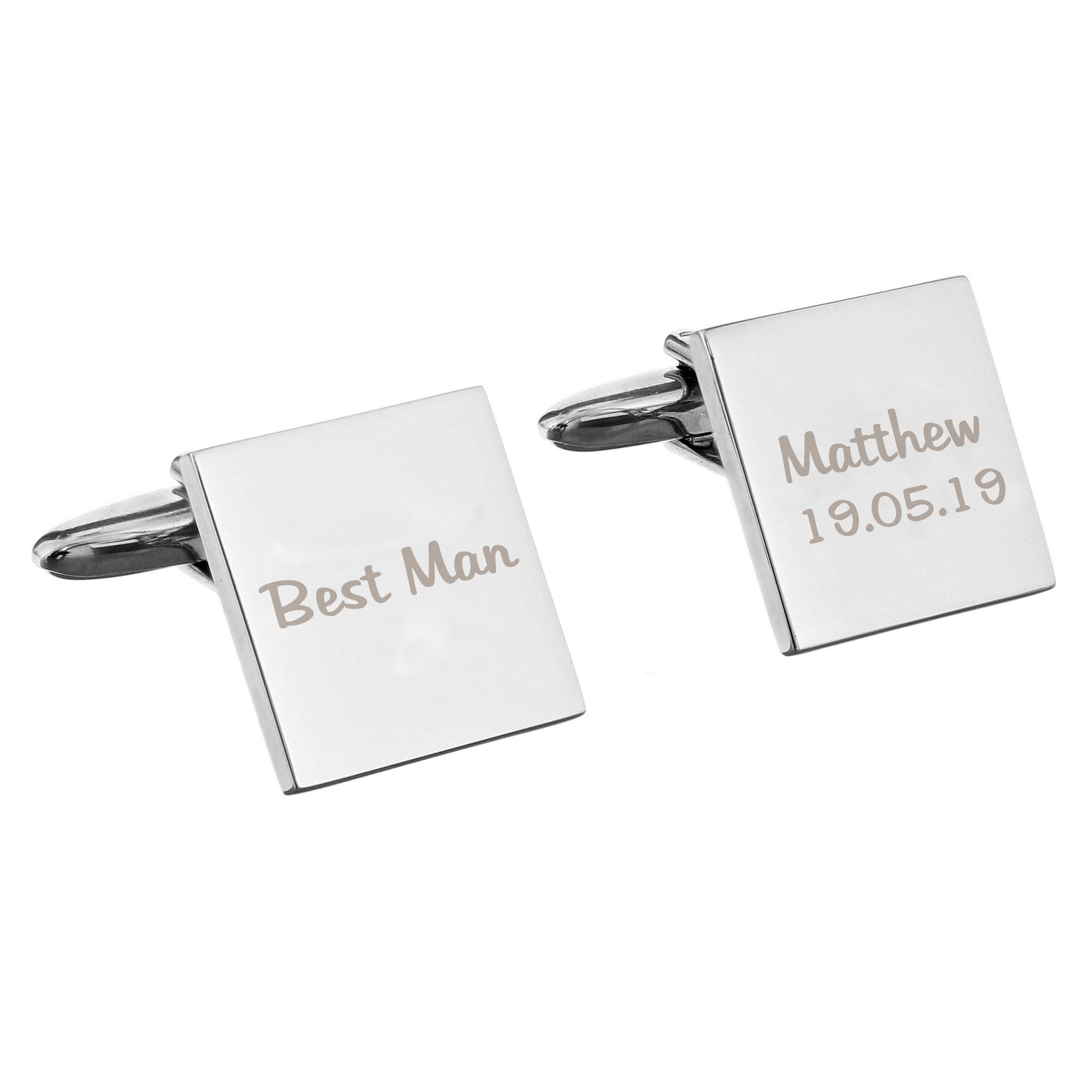 Personalised Wedding Role Square Cufflinks -1 line - image 2
