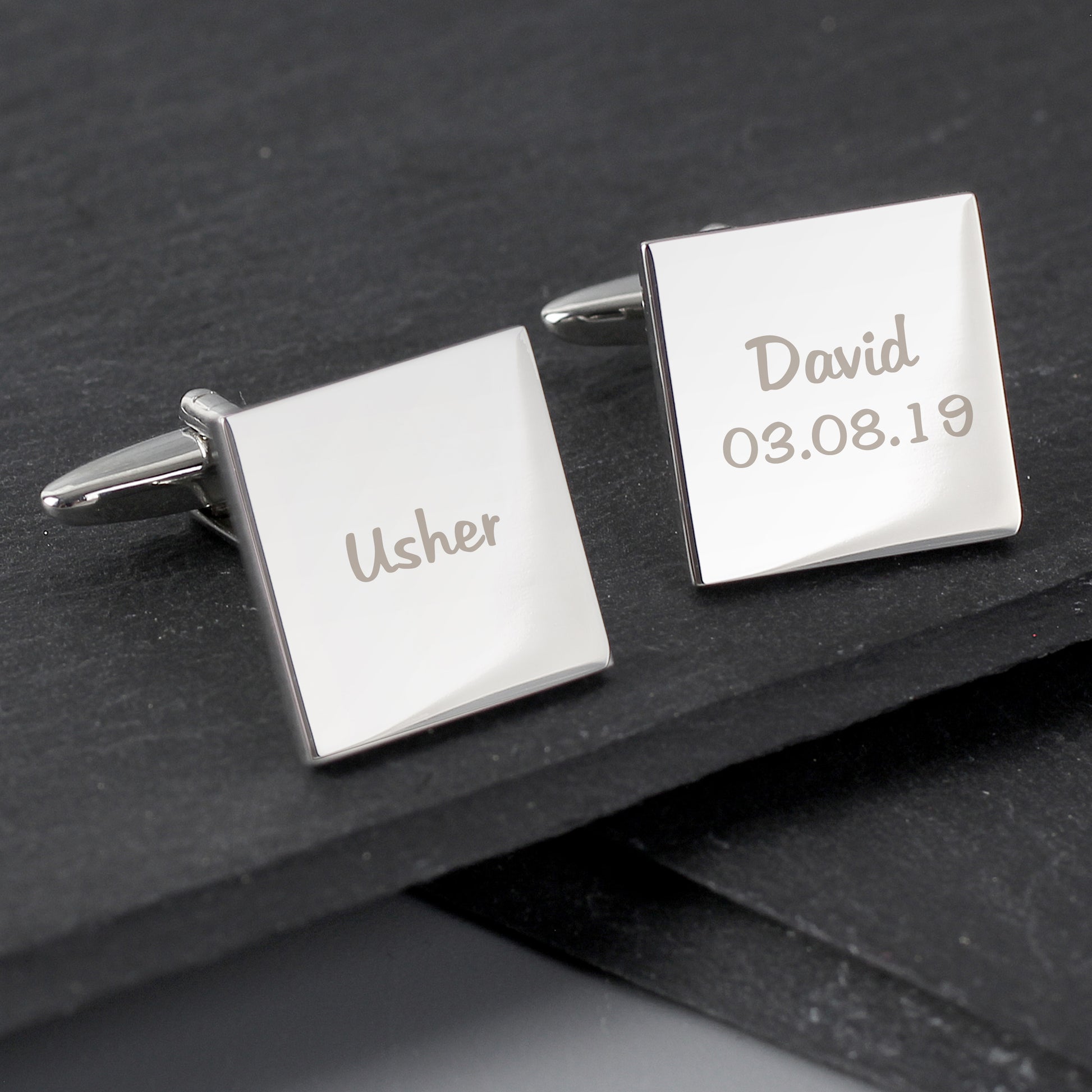 Personalised Wedding Role Square Cufflinks -1 line - image 3