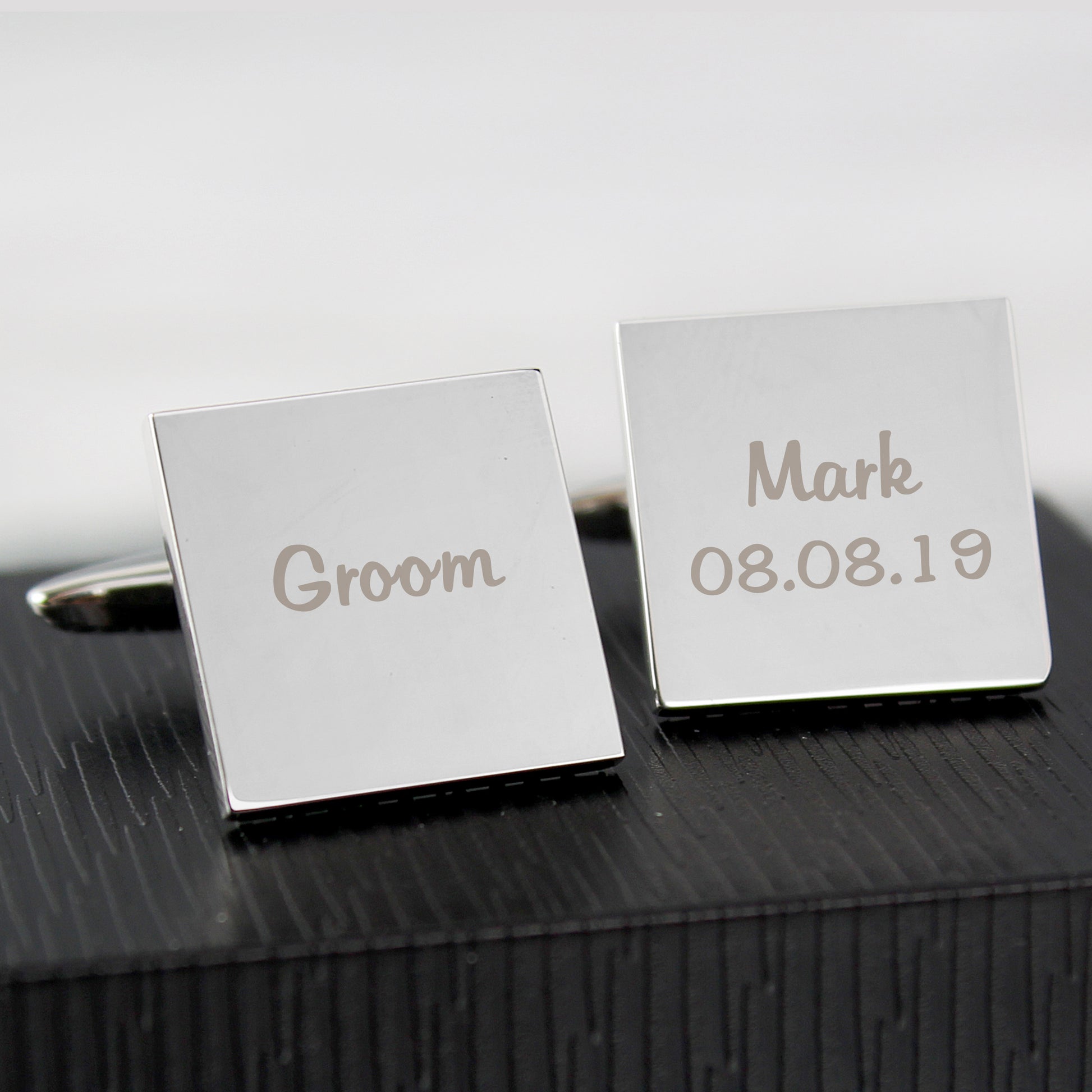 Personalised Wedding Role Square Cufflinks -1 line - image 4