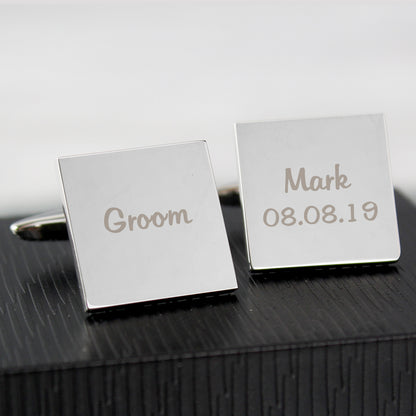 Personalised Wedding Role Square Cufflinks -1 line - image 4