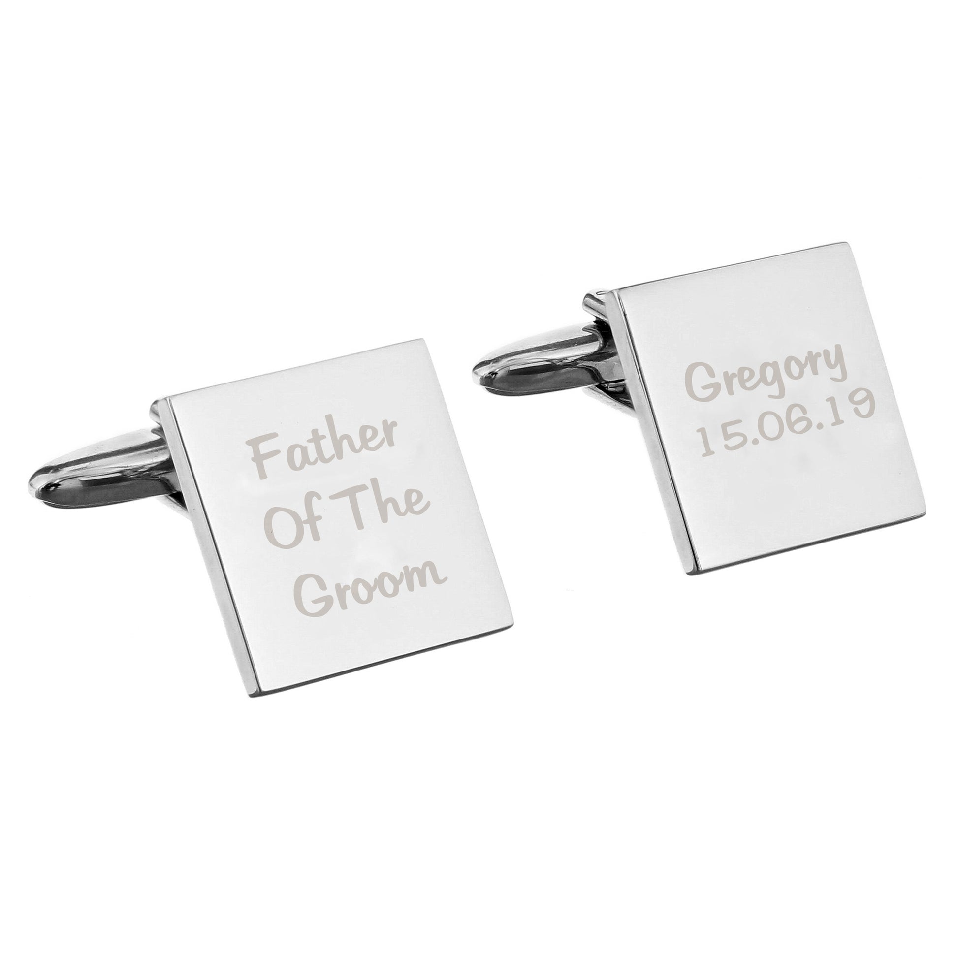 Personalised Wedding Role Square Cufflinks -3 lines - image 2
