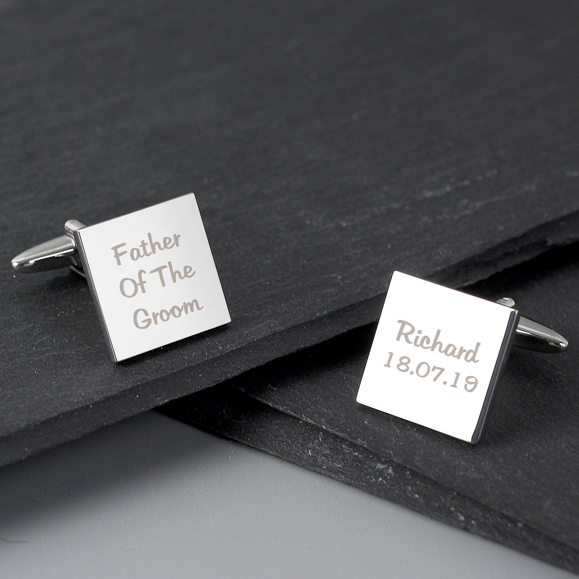 Personalised Wedding Role Square Cufflinks -3 lines - image 3