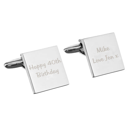 Personalised Any Message Square Cufflinks - 2 lines - image 2